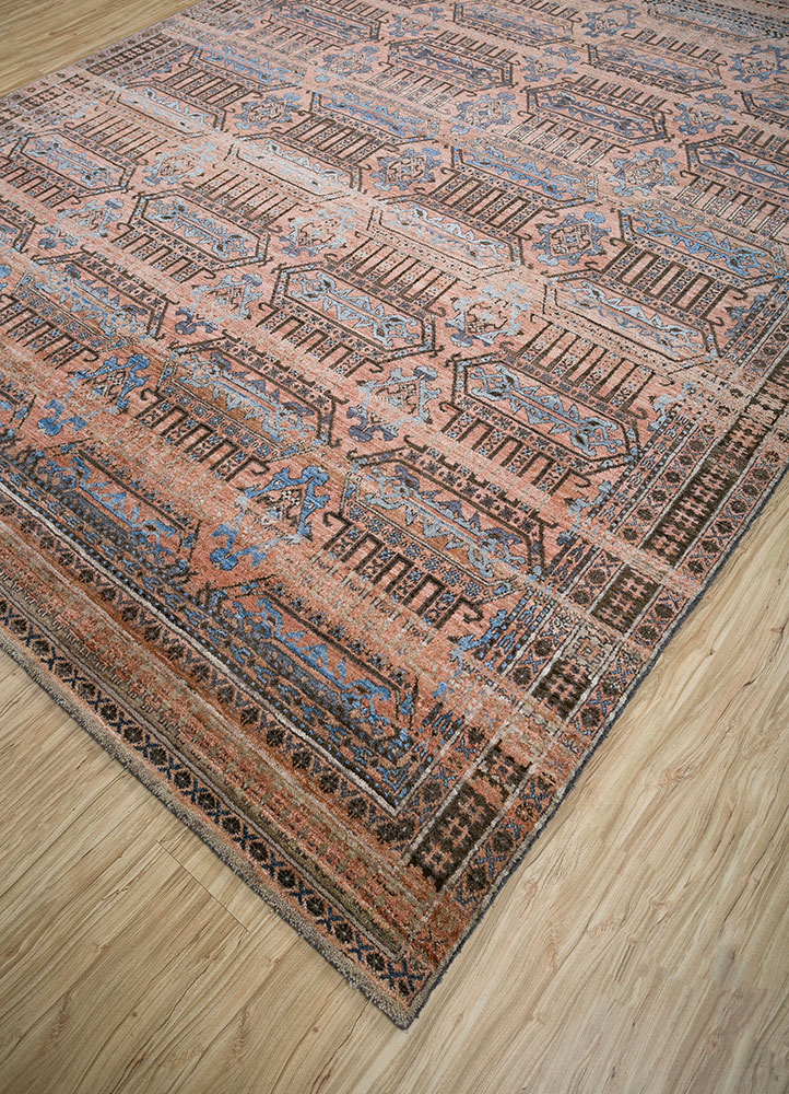 viscaya red and orange afghan wool hand knotted Rug - FloorShot