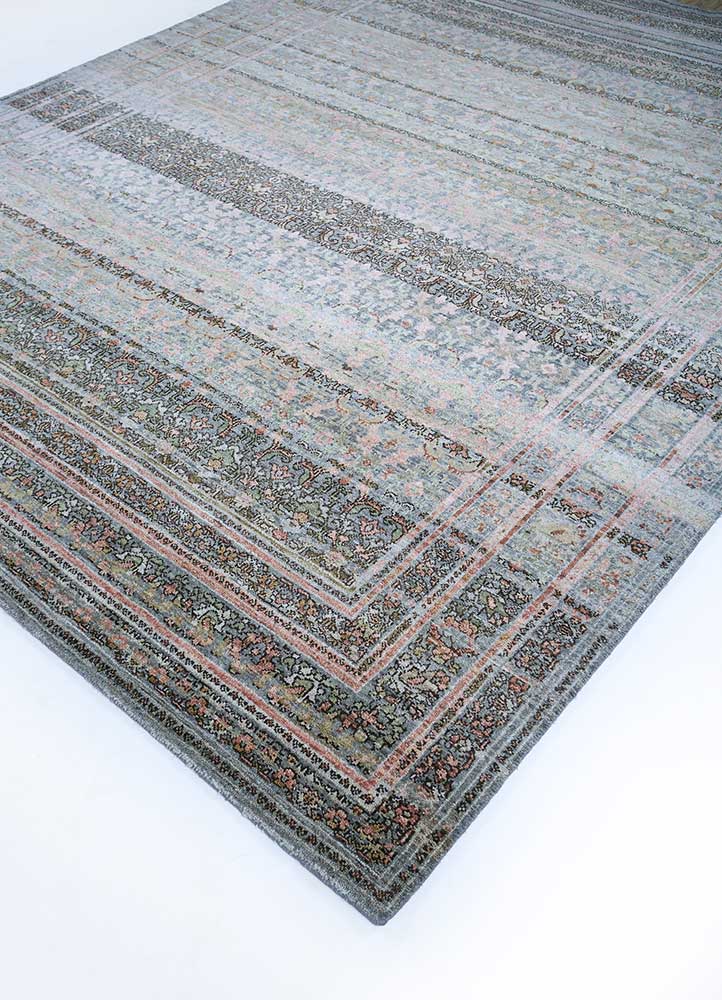 viscaya blue afghan wool hand knotted Rug - FloorShot