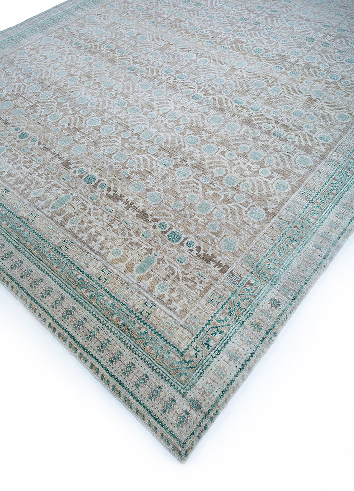 viscaya beige and brown afghan wool hand knotted Rug - FloorShot