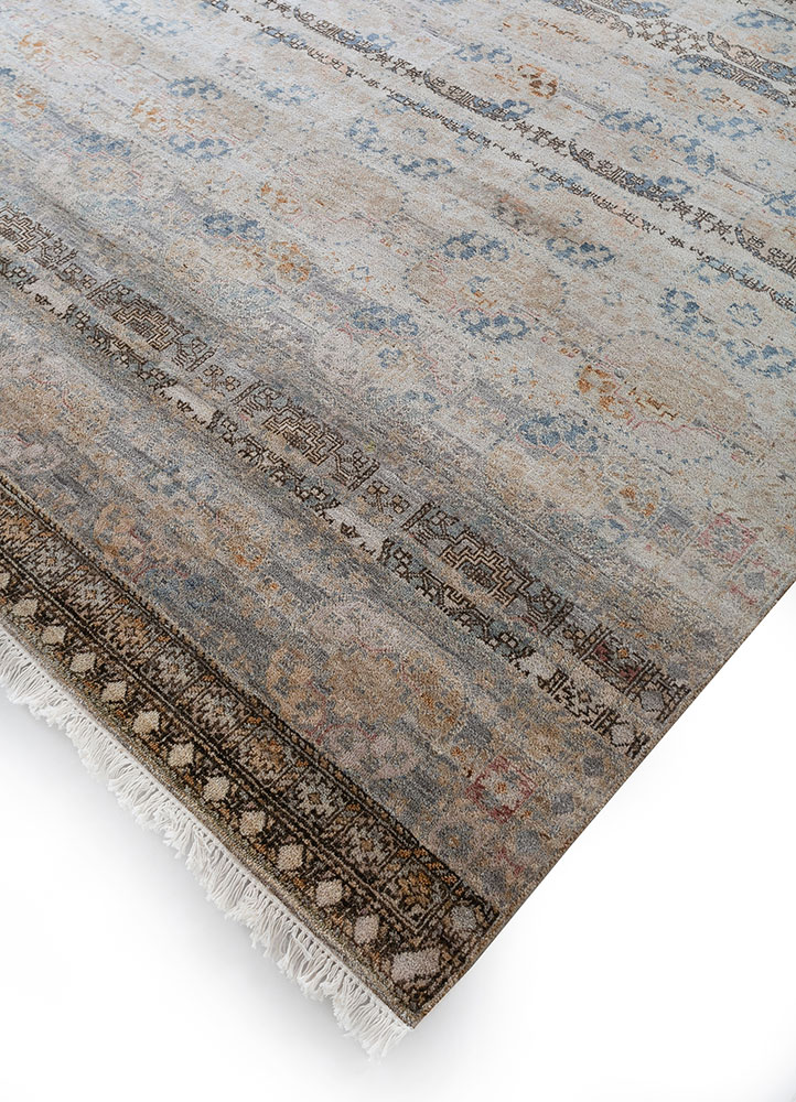 viscaya beige and brown afghan wool hand knotted Rug - FloorShot