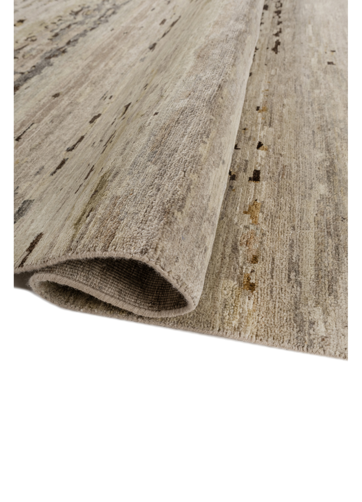 entropy beige and brown afghan wool hand knotted Rug - FloorShot
