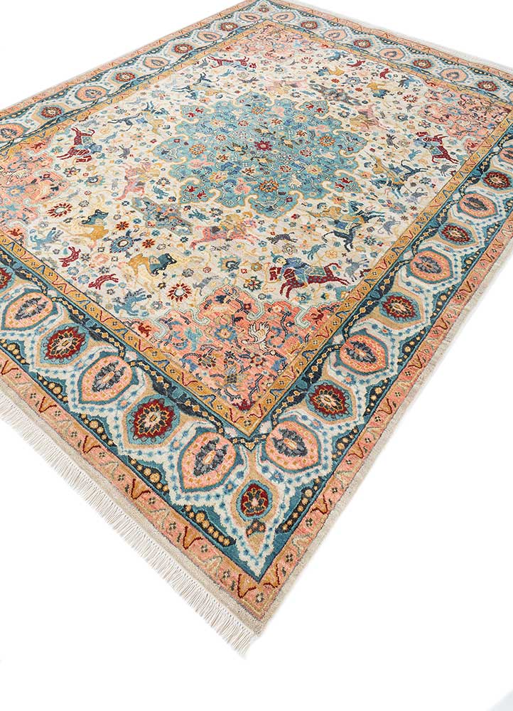 gulnar ivory afghan wool hand knotted Rug - FloorShot