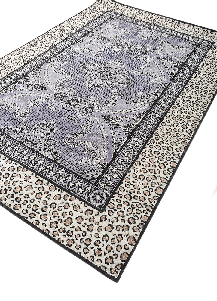 gilded age pink and purple afghan wool hand knotted Rug - FloorShot
