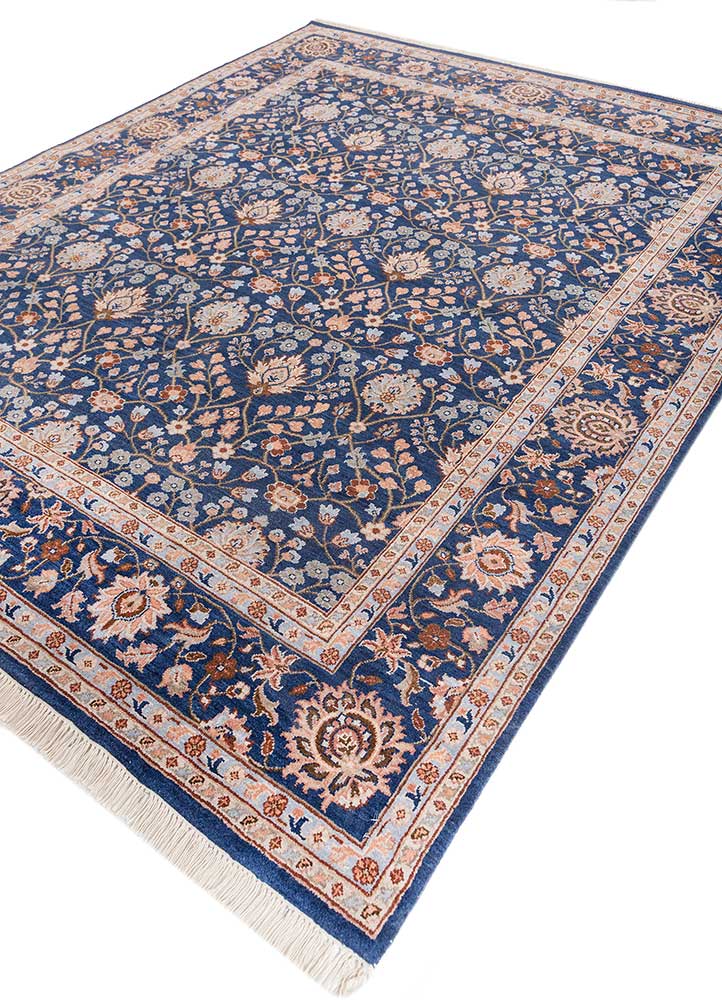 aurora blue wool hand knotted Rug - FloorShot