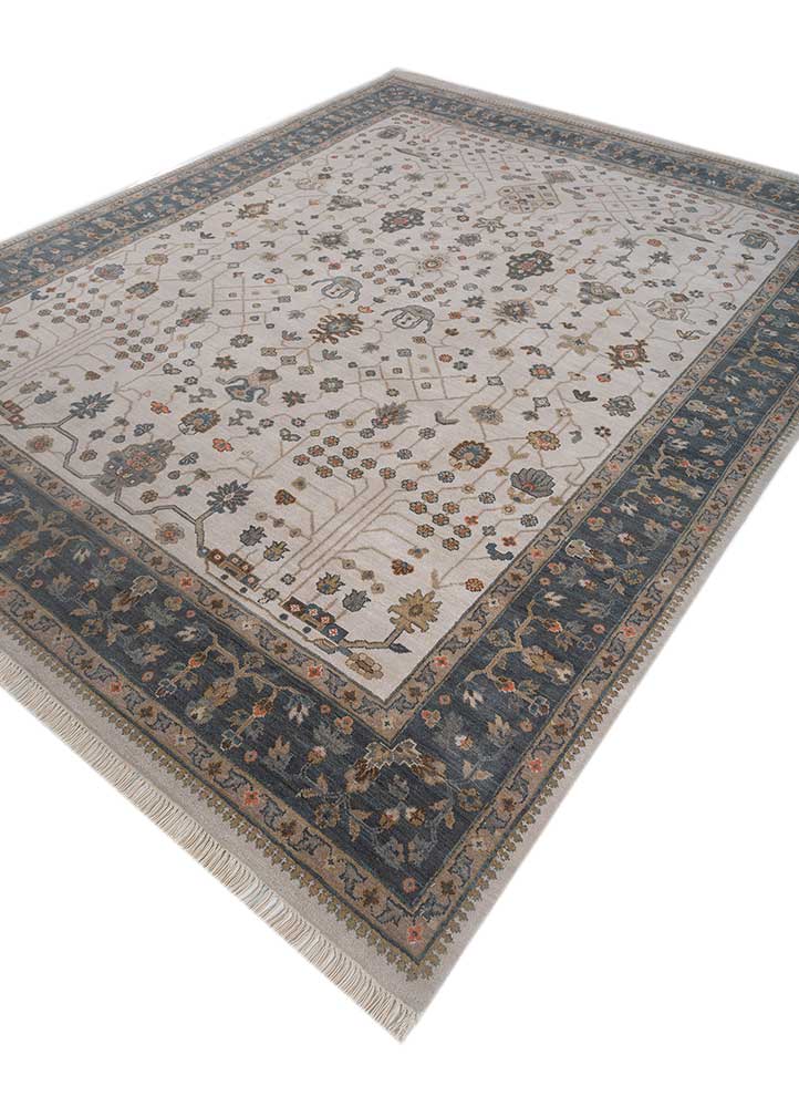 cyanna ivory wool hand knotted Rug - FloorShot