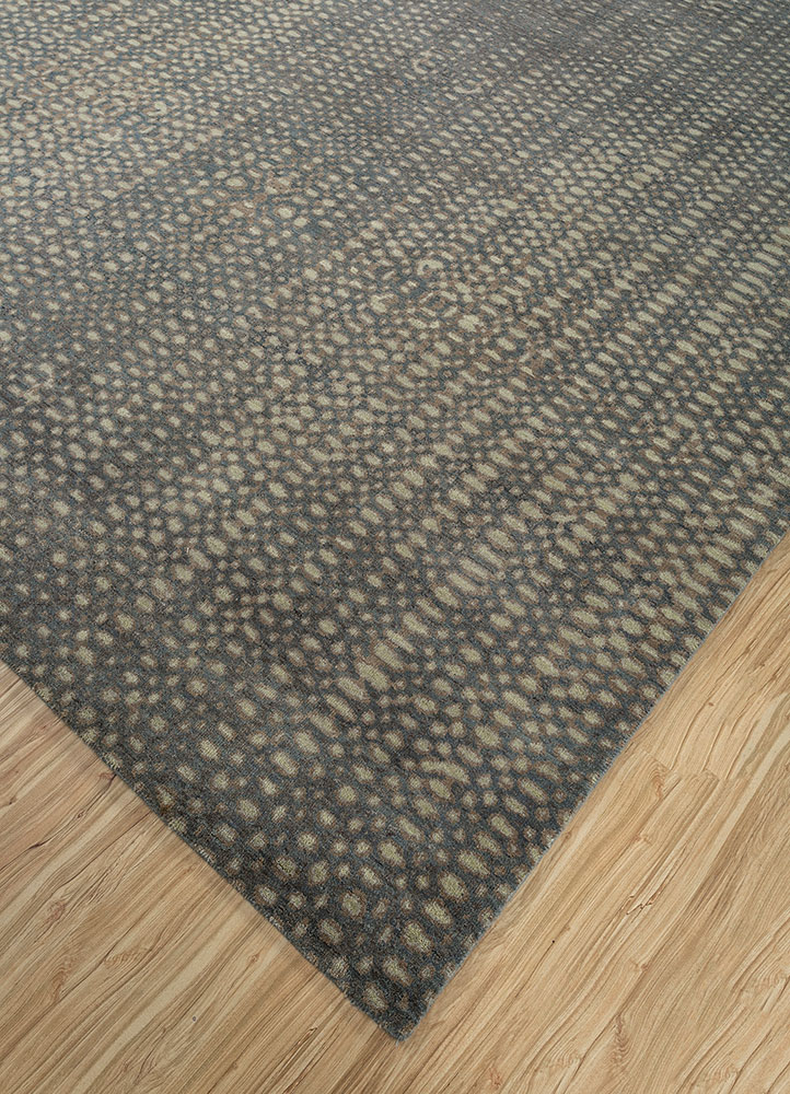 pansy blue wool hand knotted Rug - FloorShot