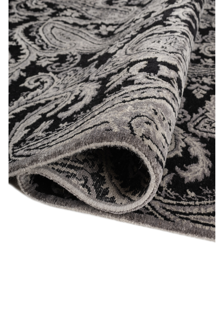 gilded age grey and black wool hand knotted Rug - FloorShot