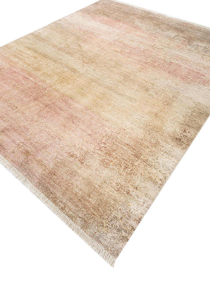 entropy ivory afghan wool and silk hand knotted Rug - FloorShot