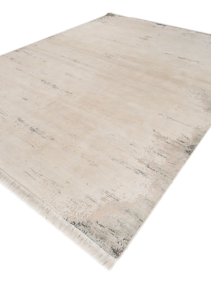 entropy ivory afghan wool and silk hand knotted Rug - FloorShot