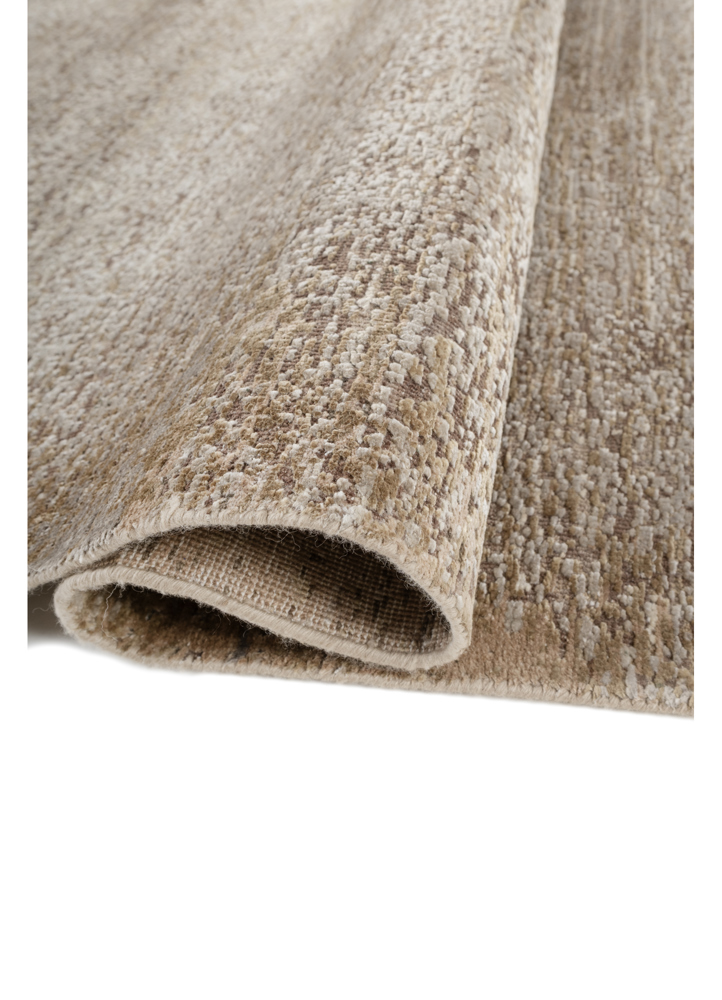 entropy beige and brown wool and silk hand knotted Rug - FloorShot