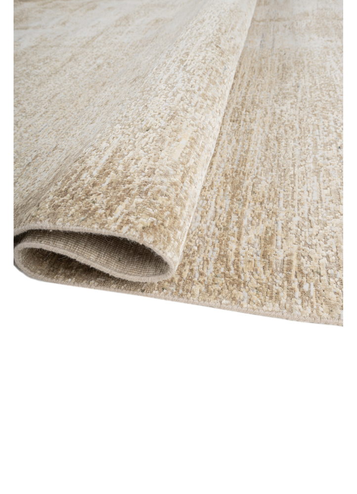 entropy ivory wool and silk hand knotted Rug - FloorShot