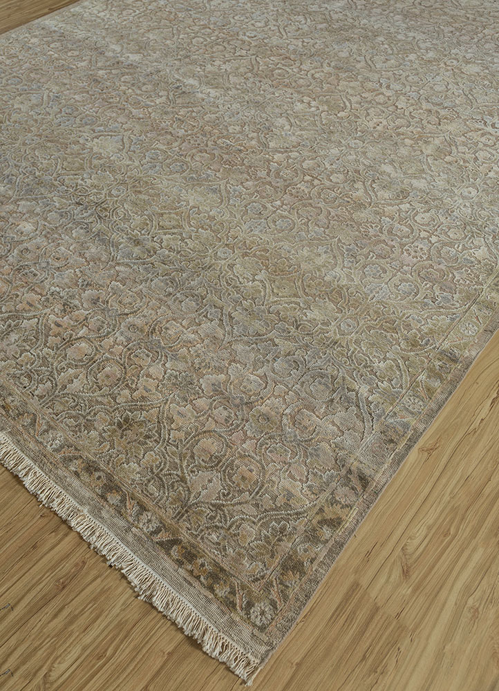 viscaya ivory afghan wool and silk hand knotted Rug - FloorShot