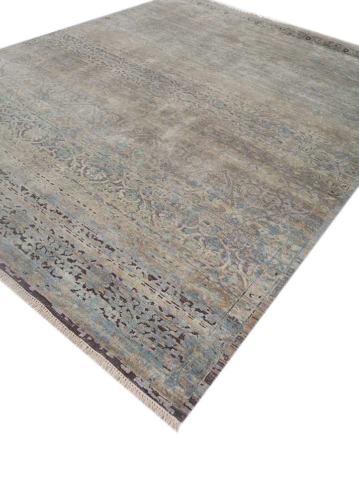viscaya blue afghan wool and silk hand knotted Rug - FloorShot