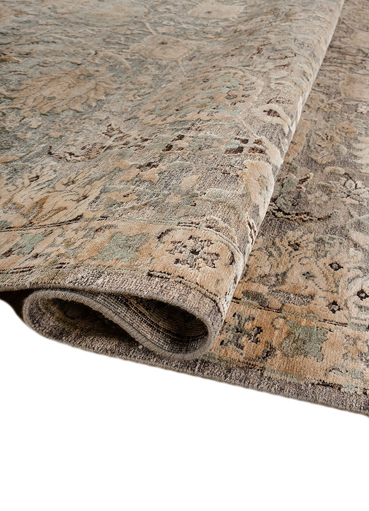 viscaya blue afghan wool and silk hand knotted Rug - FloorShot