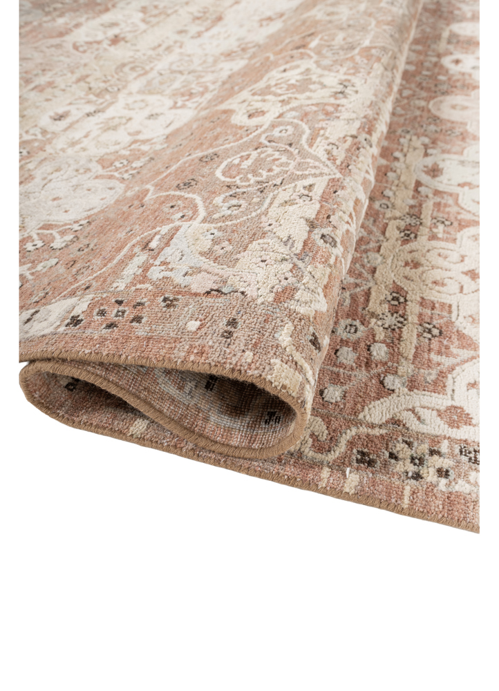 viscaya red and orange afghan wool and silk hand knotted Rug - FloorShot