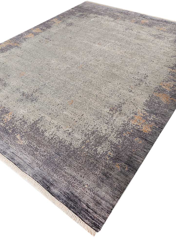 far east blue afghan wool and silk hand knotted Rug - FloorShot