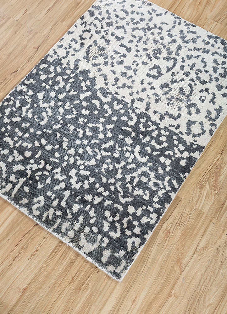entropy grey and black afghan wool and silk hand knotted Rug - FloorShot