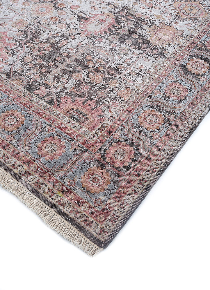 far east beige and brown afghan wool and silk hand knotted Rug - FloorShot