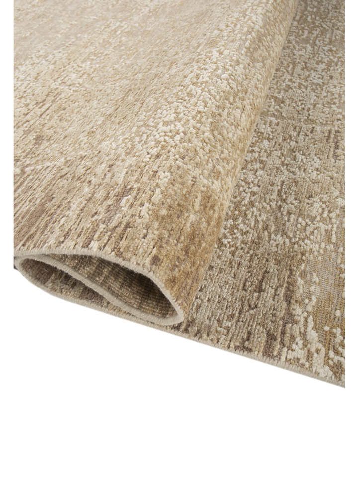 entropy beige and brown wool and silk hand knotted Rug - FloorShot