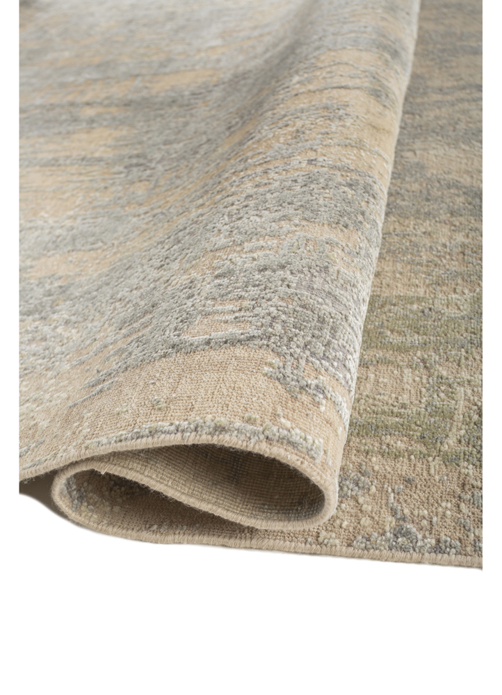 entropy ivory wool and silk hand knotted Rug - FloorShot
