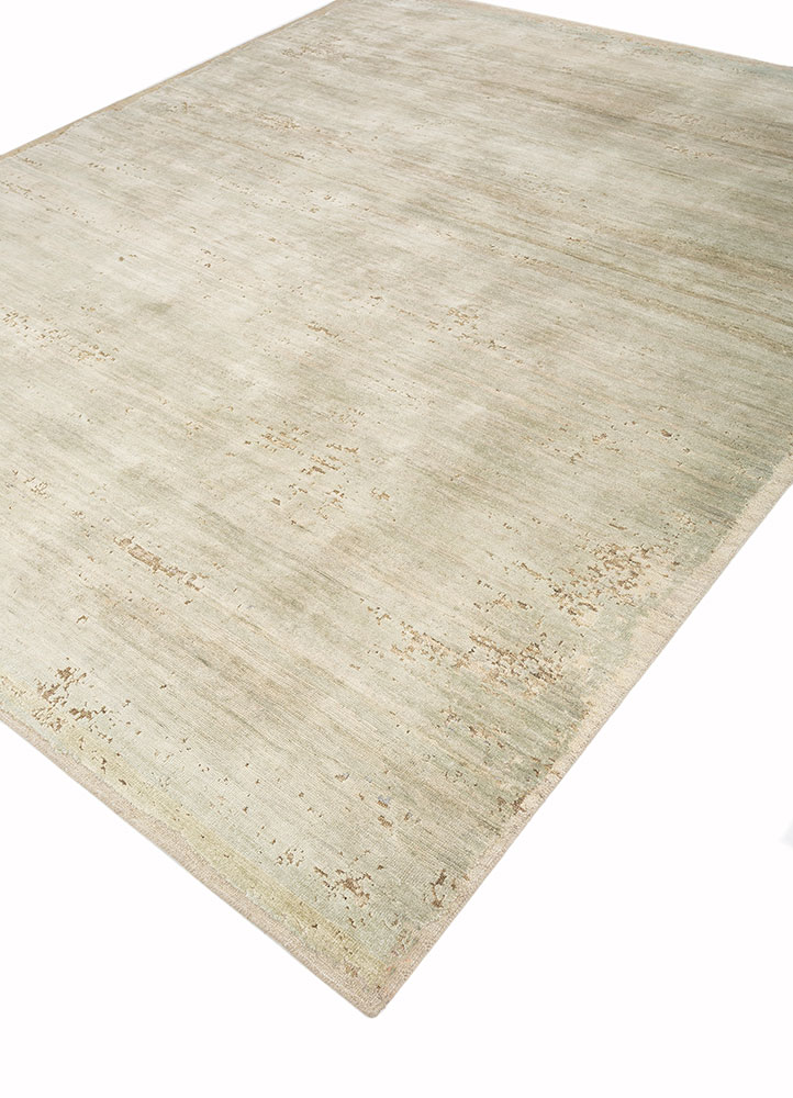 entropy green afghan wool and silk hand knotted Rug - FloorShot