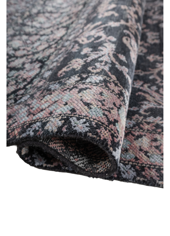 far pavilions grey and black wool and silk hand knotted Rug - FloorShot