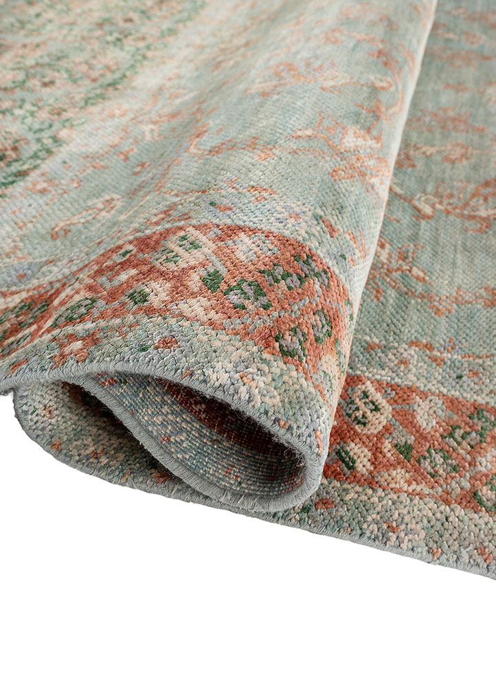 far pavilions blue wool and silk hand knotted Rug - FloorShot