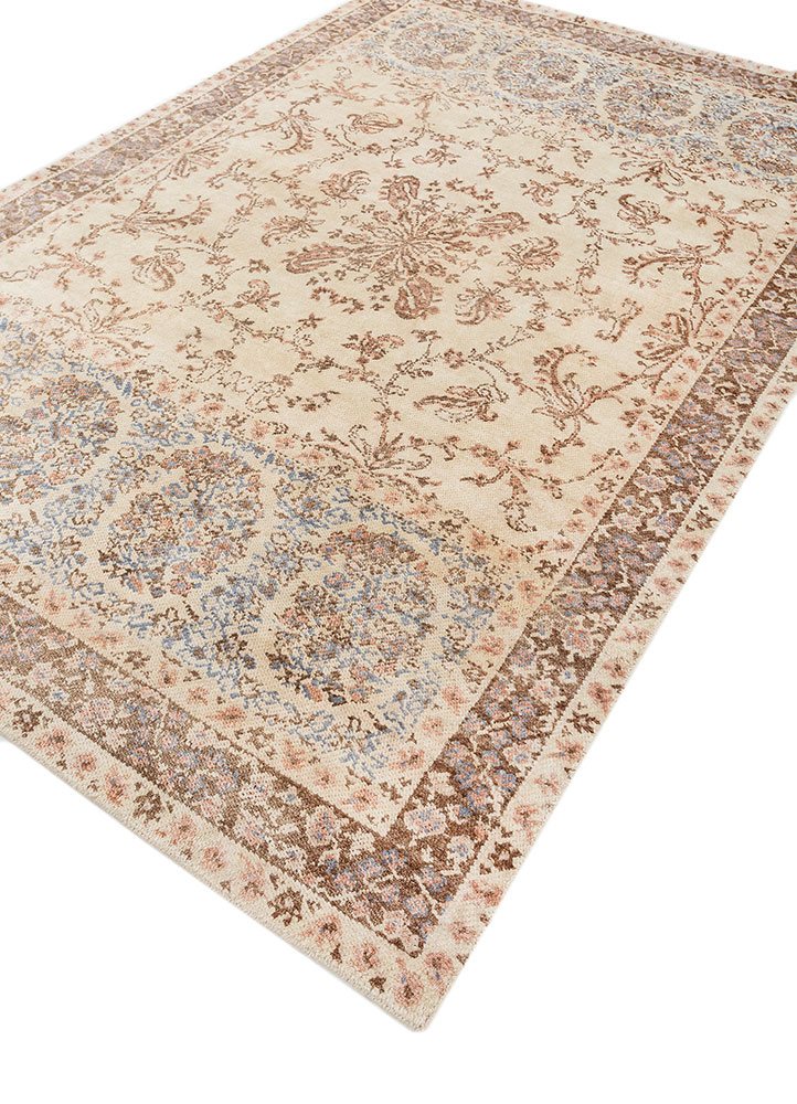 far pavilions gold wool and silk hand knotted Rug - FloorShot