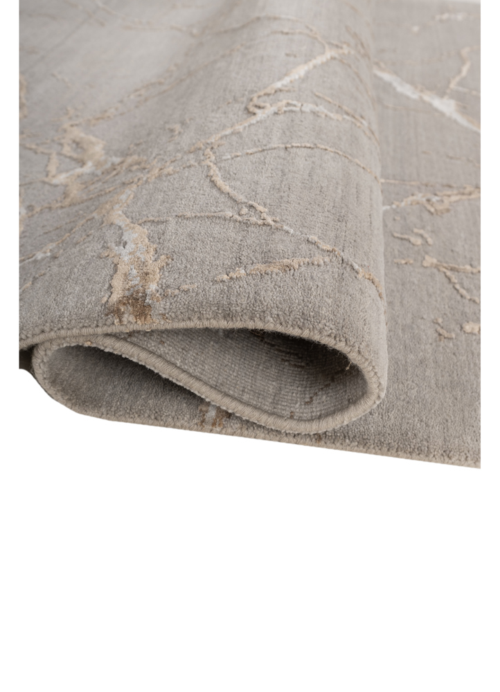 urban pause by kavi grey and black wool and bamboo silk hand knotted Rug - FloorShot