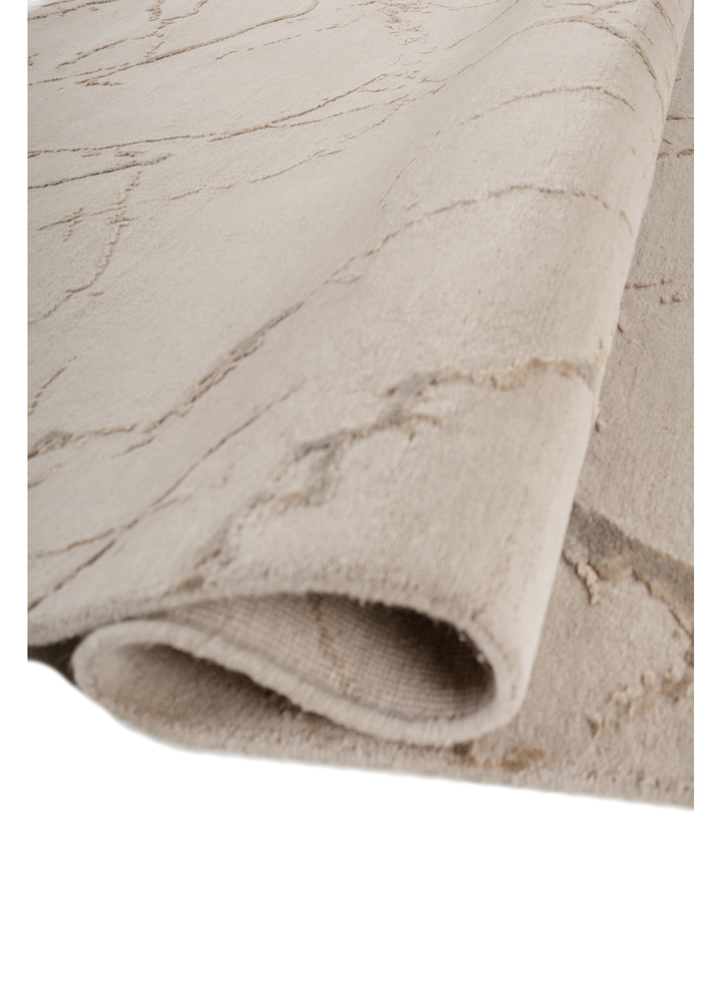urban pause by kavi ivory wool and bamboo silk hand knotted Rug - FloorShot
