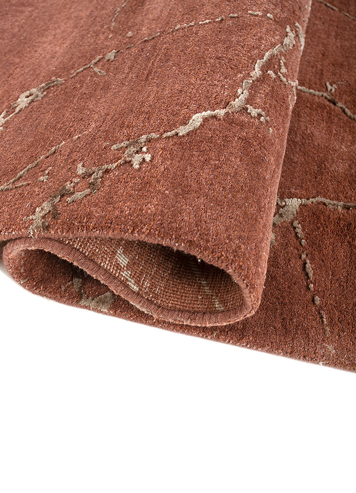 urban pause by kavi red and orange wool and bamboo silk hand knotted Rug - FloorShot