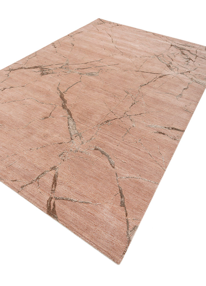 urban pause by kavi red and orange wool and bamboo silk hand knotted Rug - FloorShot