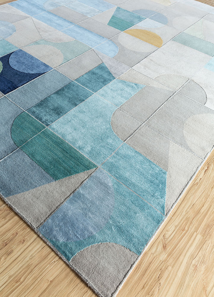 chaos theory by kavi grey and black wool and bamboo silk hand knotted Rug - FloorShot