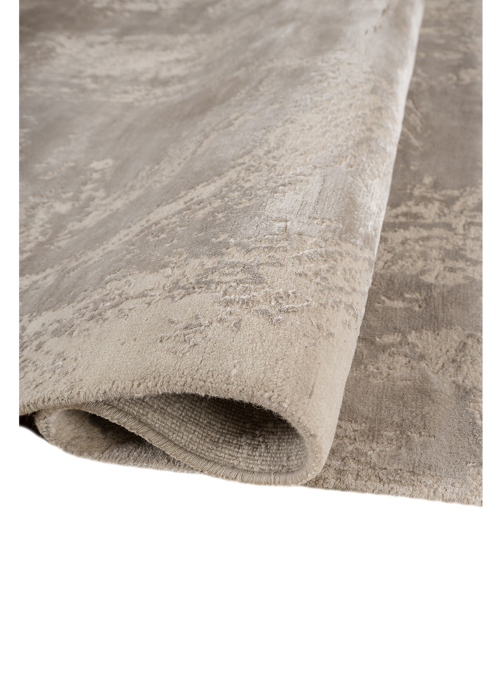 free verse by kavi ivory wool and bamboo silk hand knotted Rug - FloorShot