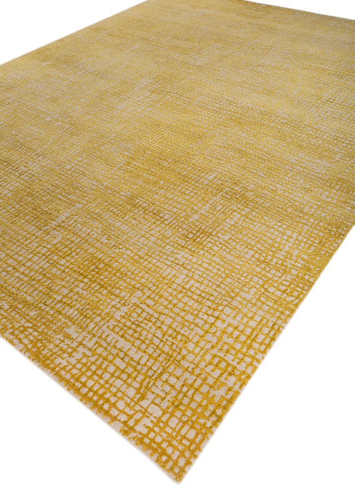 project error by kavi gold wool and bamboo silk hand knotted Rug - FloorShot