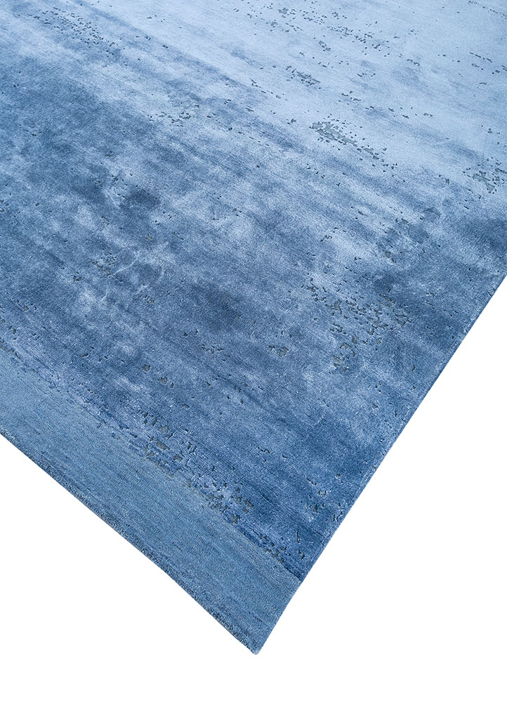 chaos theory by kavi blue wool and bamboo silk hand knotted Rug - FloorShot