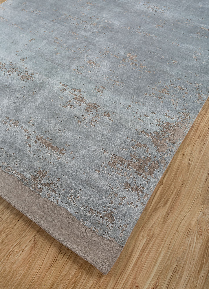 chaos theory by kavi grey and black wool and bamboo silk hand knotted Rug - FloorShot