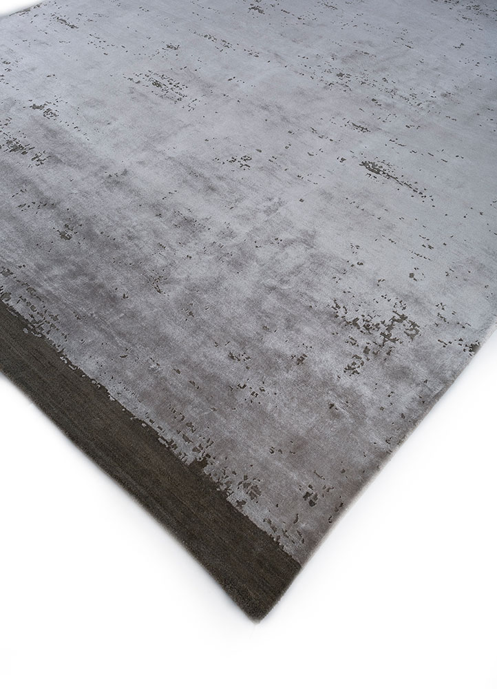 chaos theory by kavi grey and black wool and bamboo silk hand knotted Rug - FloorShot