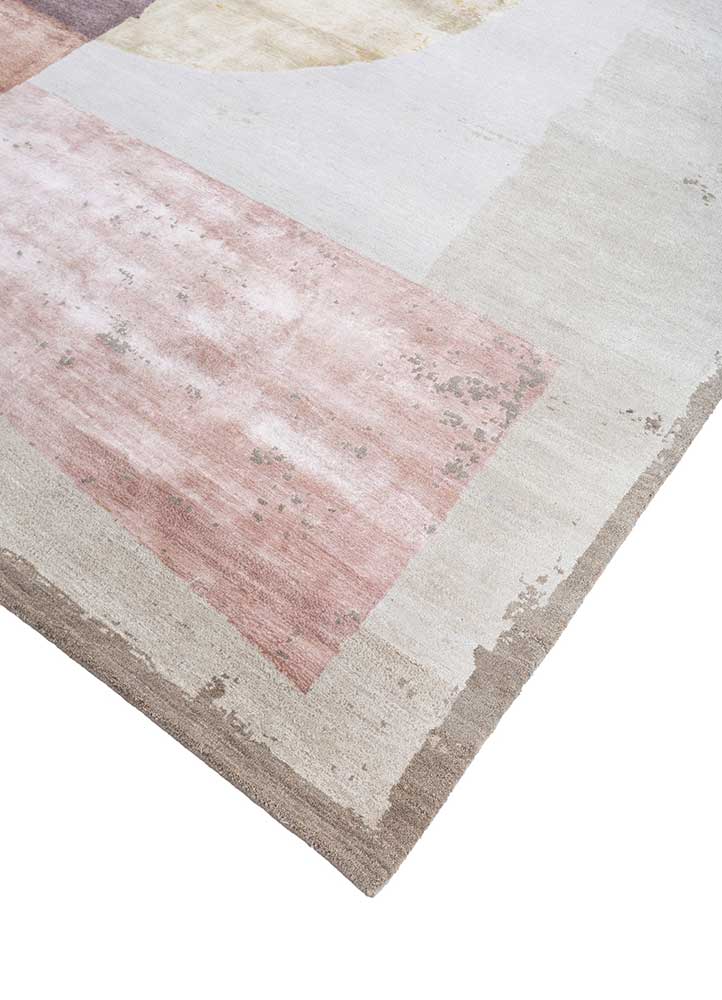 unfold by kavi ivory wool and bamboo silk hand knotted Rug - FloorShot