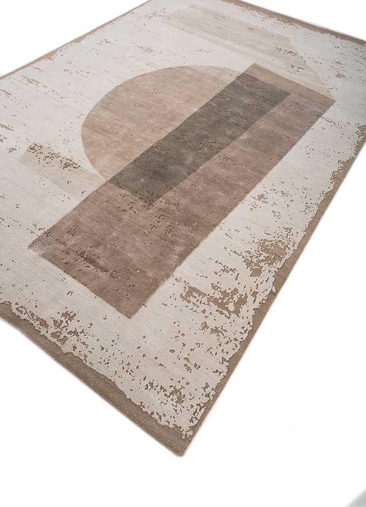 unfold by kavi ivory wool and bamboo silk hand knotted Rug - FloorShot