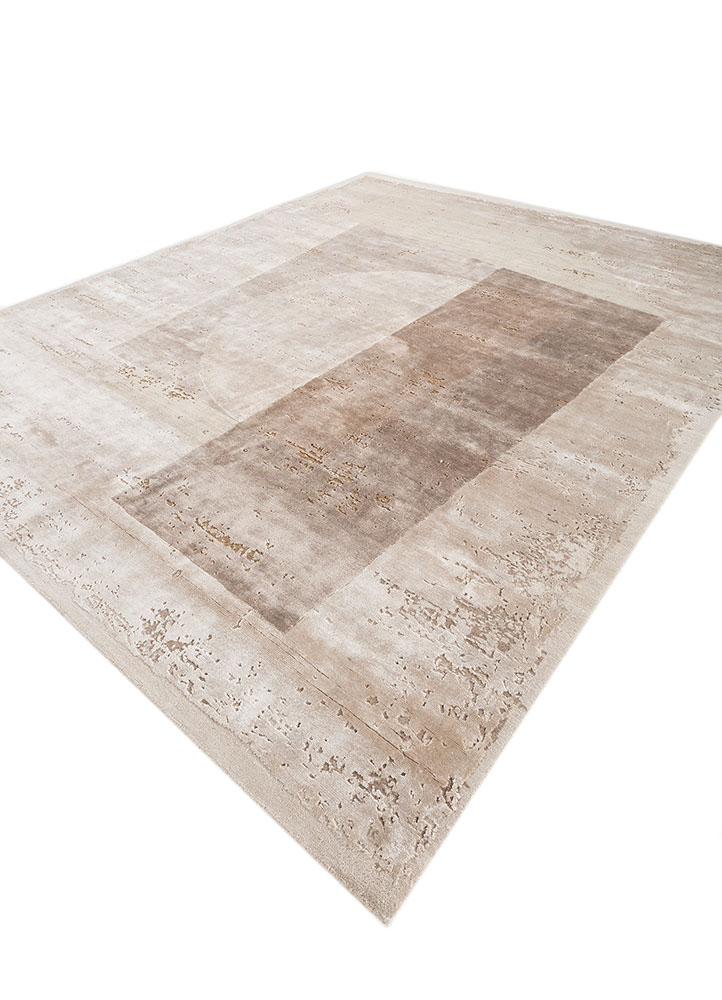 unfold by kavi ivory wool and bamboo silk hand knotted Rug - FloorShot