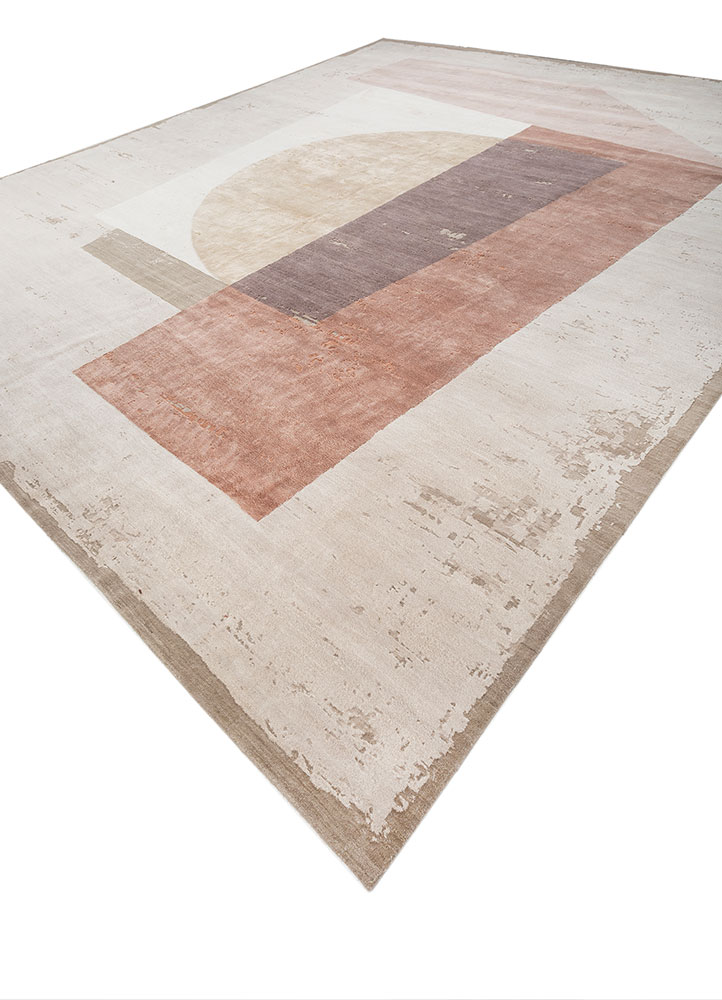 unfold by kavi ivory wool and bamboo silk hand knotted Rug - FloorShot
