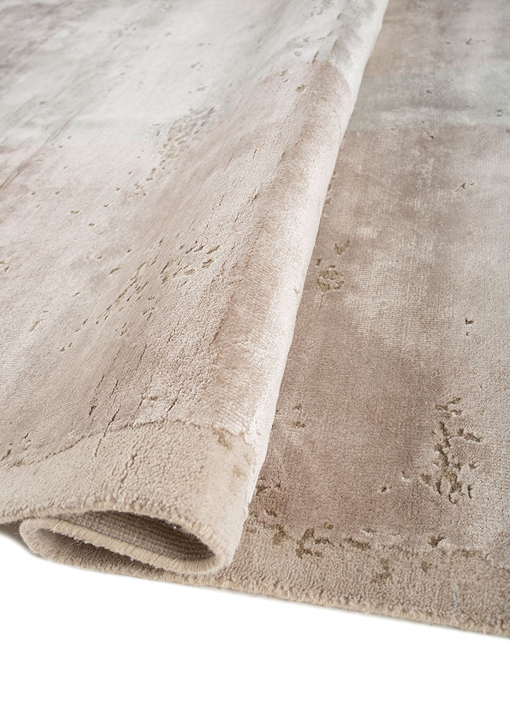 unfold by kavi ivory wool and bamboo silk hand knotted Rug - FloorShot