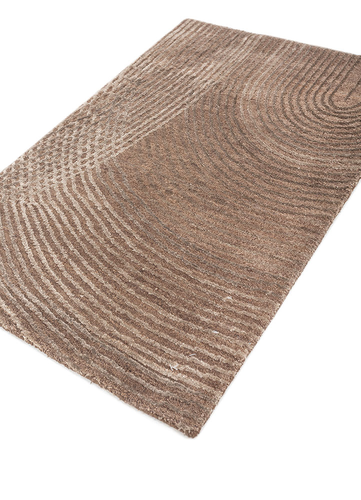 azalea beige and brown wool and bamboo silk hand knotted Rug - FloorShot