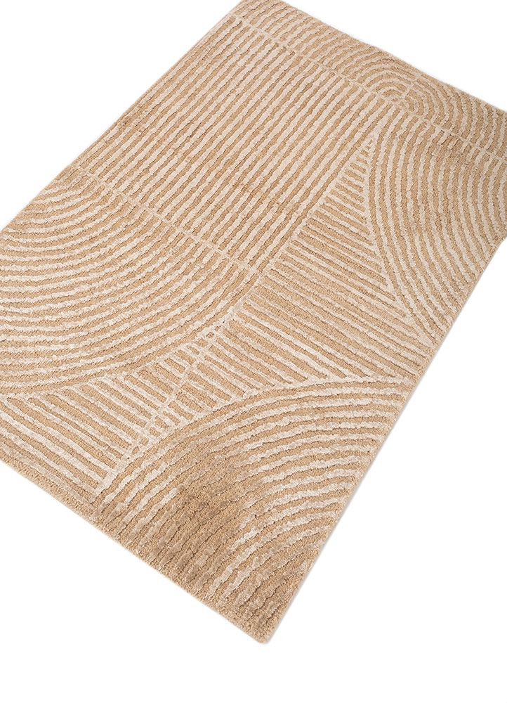 azalea beige and brown wool and bamboo silk hand knotted Rug - FloorShot