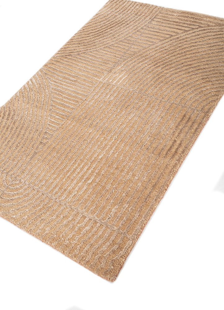 azalea beige and brown wool and bamboo silk hand knotted Rug - FloorShot