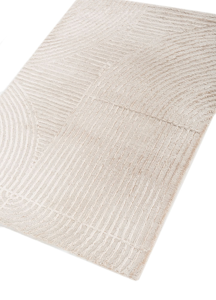 azalea ivory wool and bamboo silk hand knotted Rug - FloorShot