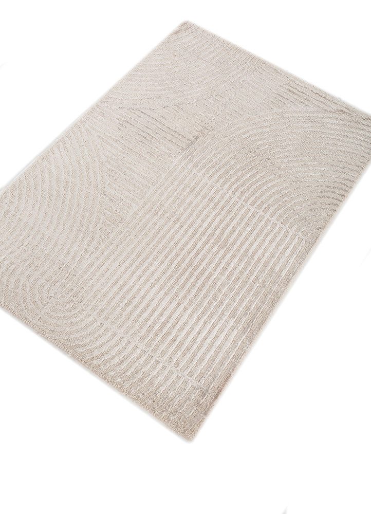 azalea ivory wool and bamboo silk hand knotted Rug - FloorShot