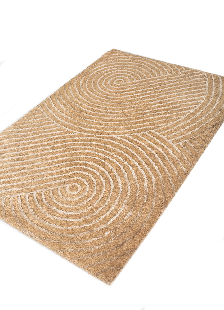 azalea beige and brown wool and bamboo silk hand knotted Rug - FloorShot