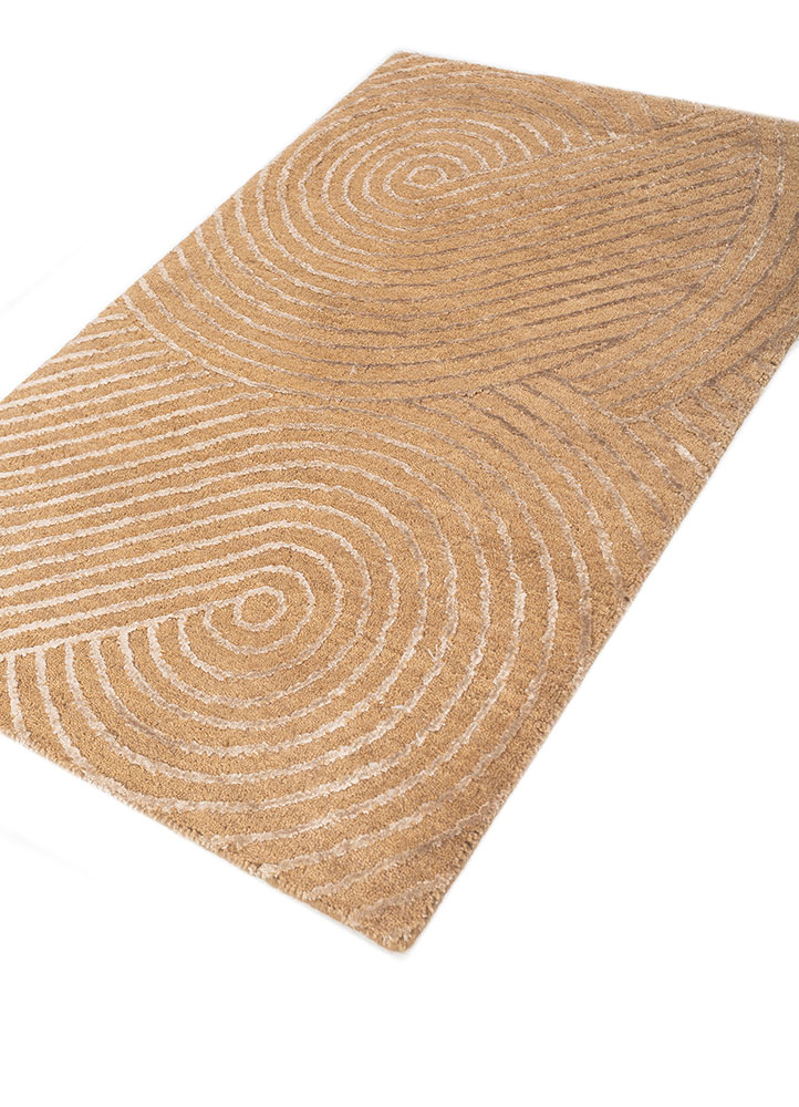 azalea beige and brown wool and bamboo silk hand knotted Rug - FloorShot